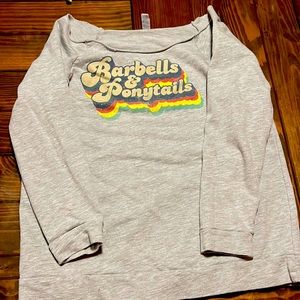 Cute retro boat neck barbells and ponytails sweatshirt